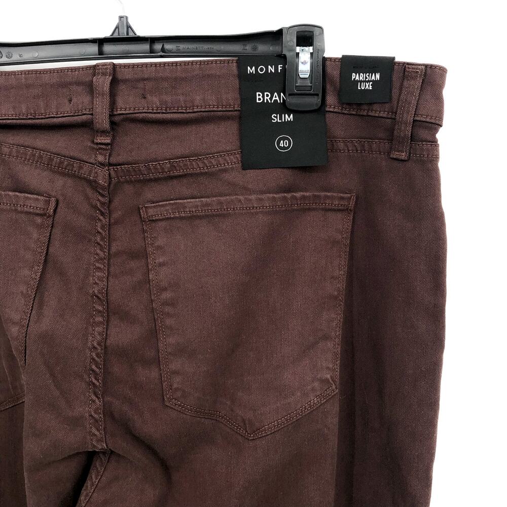 MONFRERE Men's Brando Slim Fit Jeans 40x31 Brown Cafe Straight Parisian Luxe NWT - Picture 8 of 12